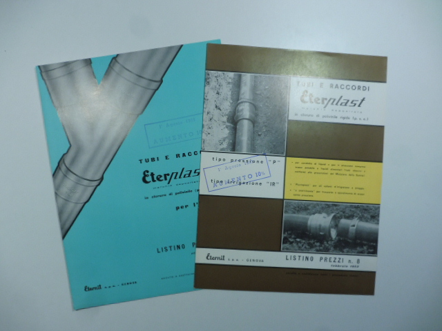 Tubi e raccordi Eterplast in cloruro di polivinile per l'edilizia. Listino prezzi n. 7 aprile 1962; n. 8 febbraio 1962